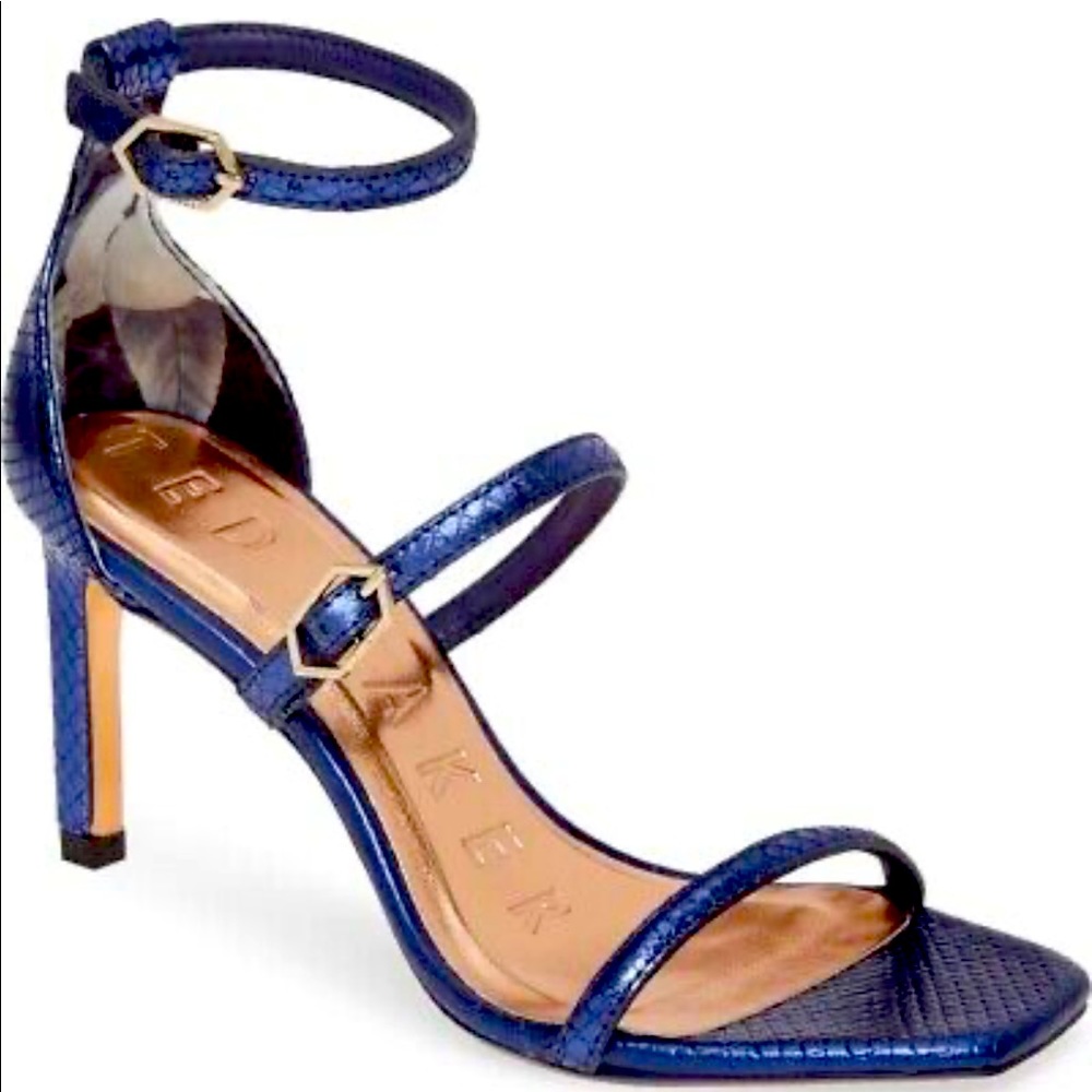 Ted Baker Womens Triam Blue Snake Leather Ankle Strap Sandal Size 7